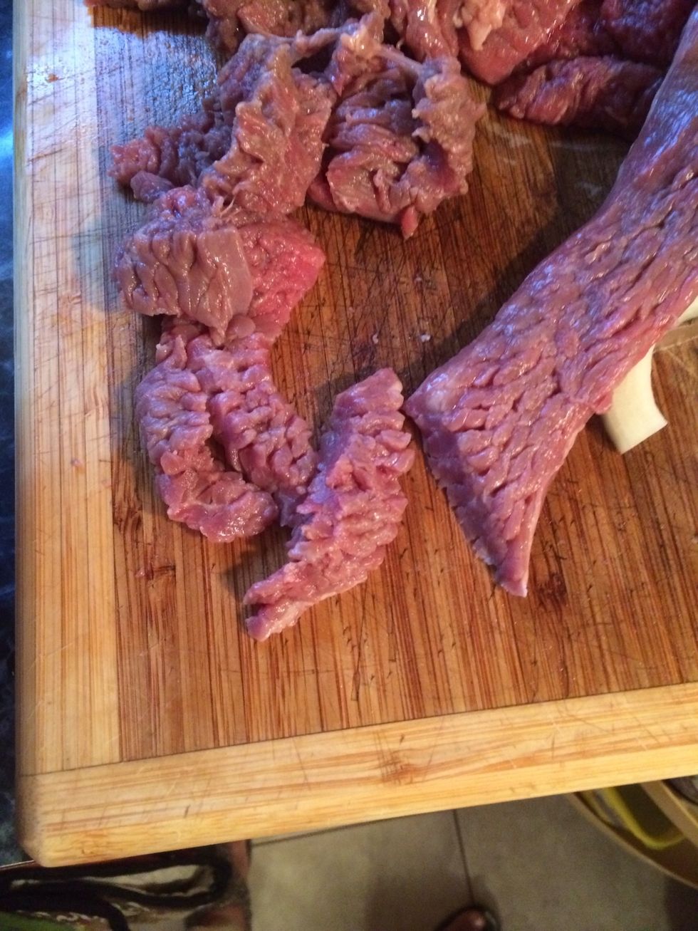 Slice each steak into long strips