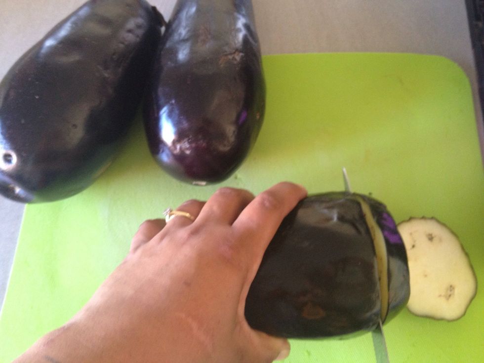Slice eggplant into 2cm thick pieces