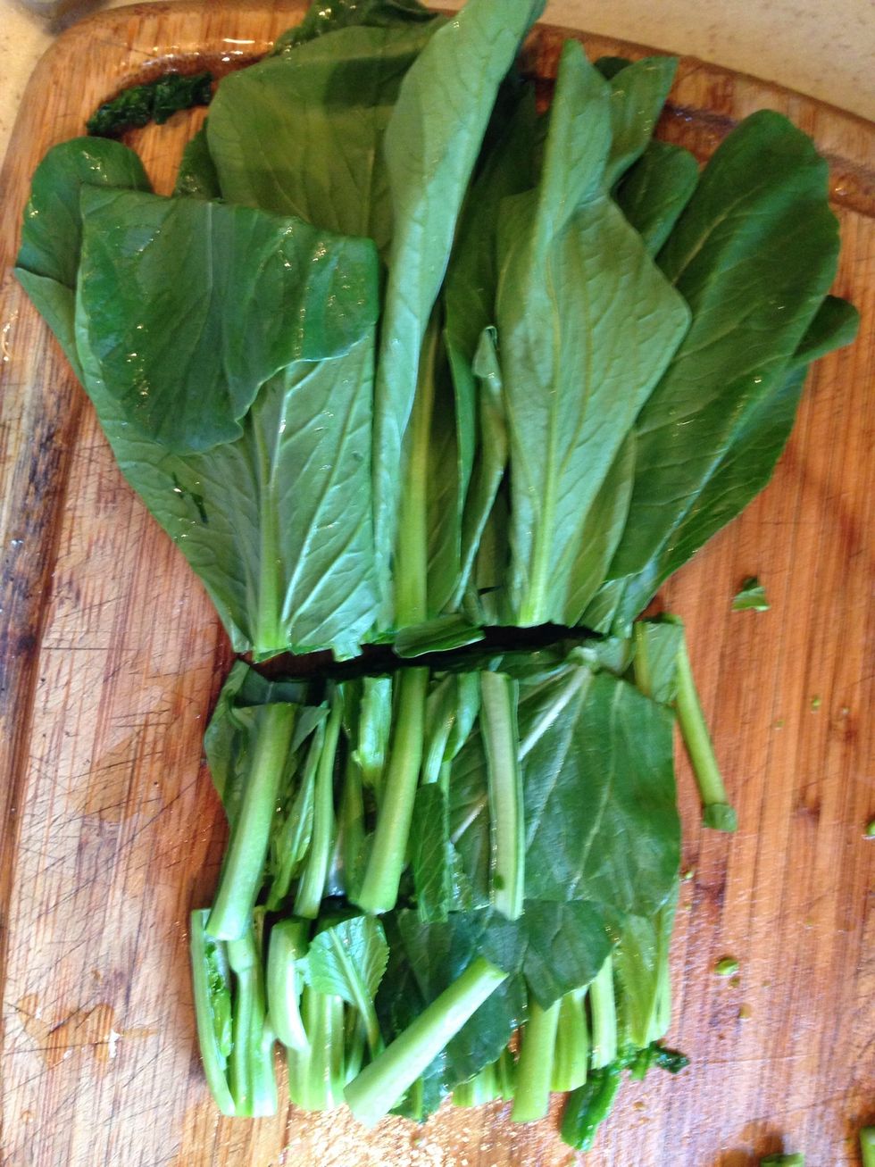Slice into three segments: the leaves and two 2 inch slices for the stems.