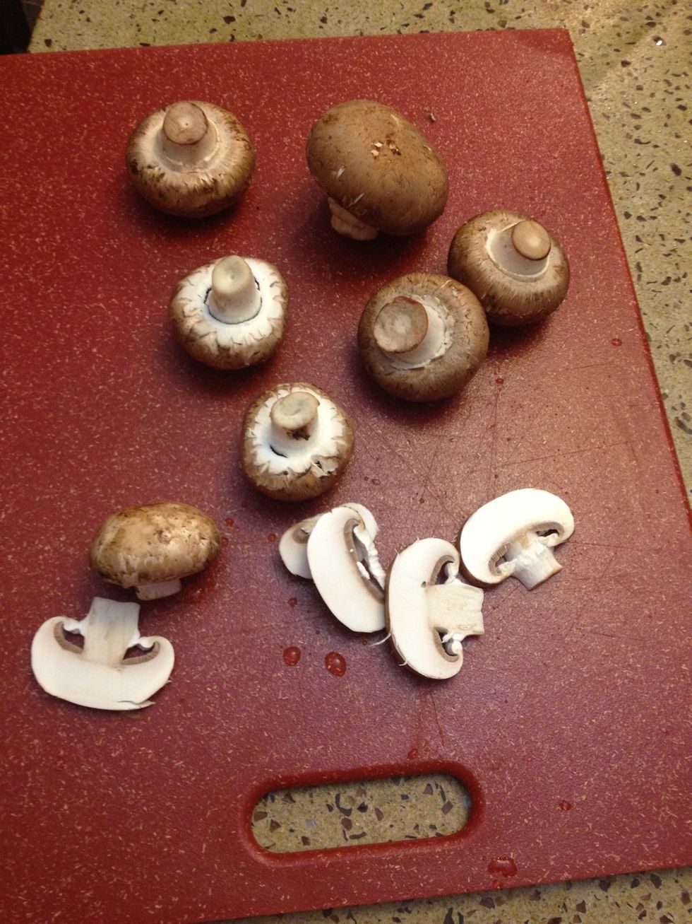Slice mushrooms and set aside