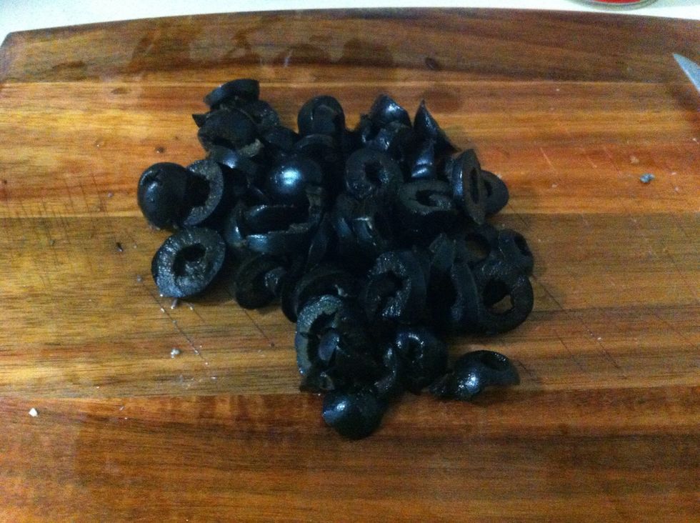 Slice olives into rings