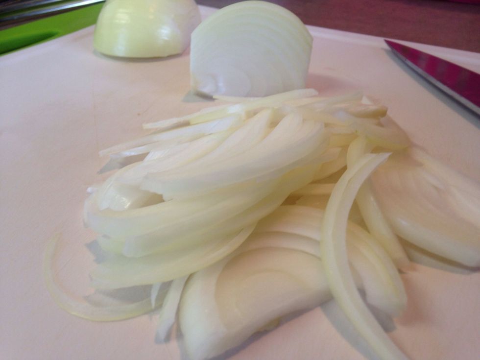 Slice onion into 1/8 inch slices