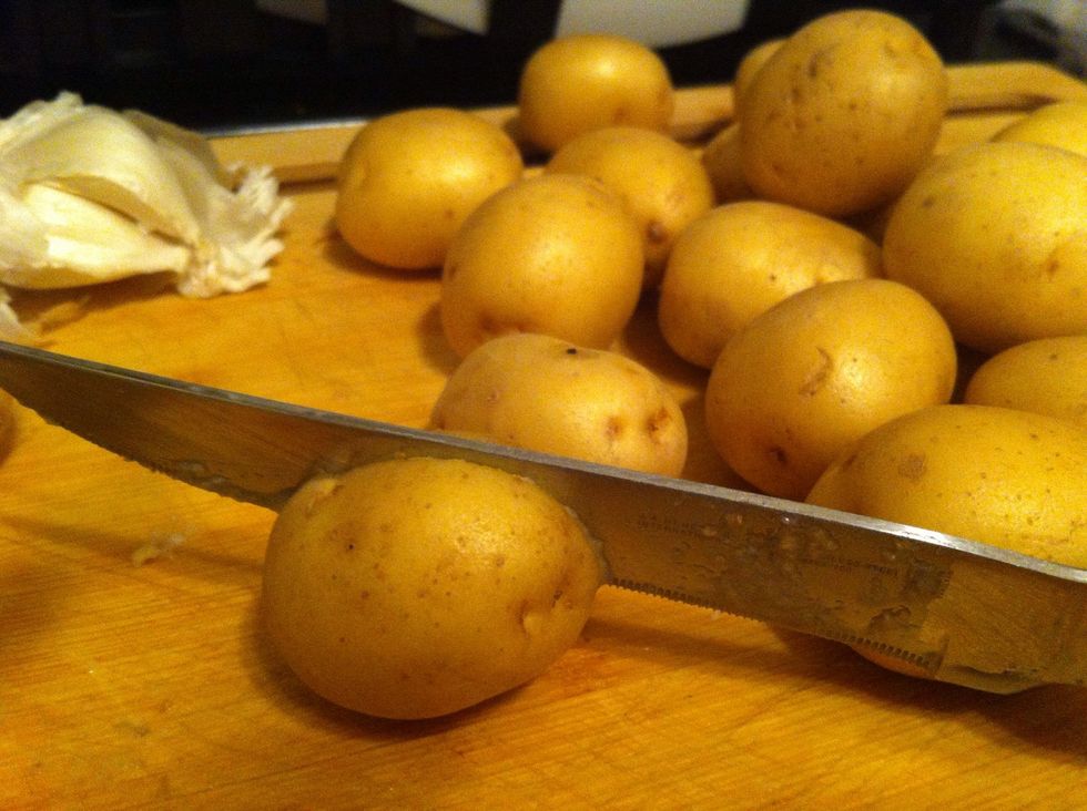 Slice potatoes in half long ways (so they are flatter)