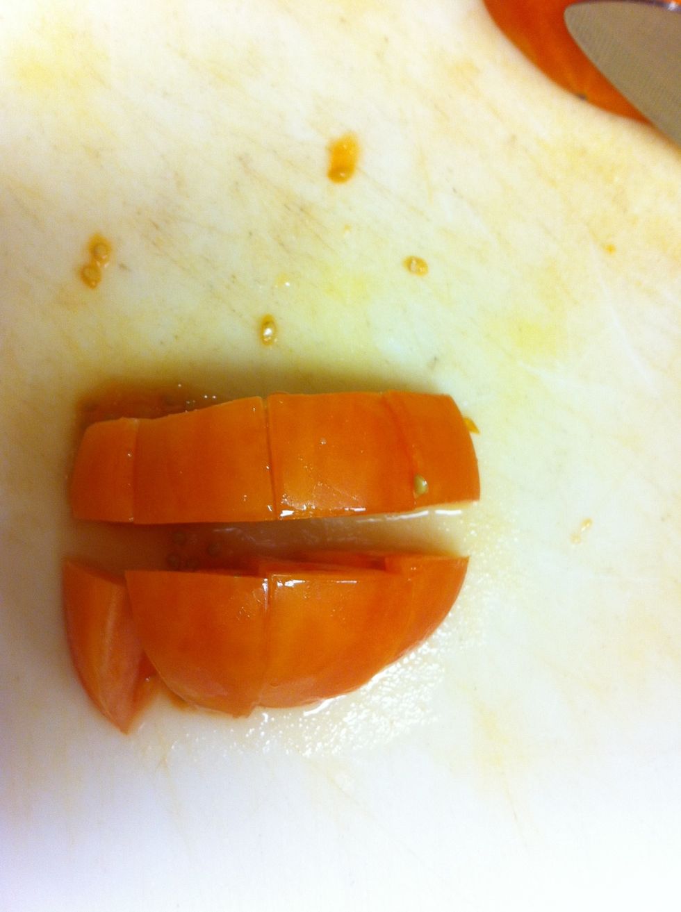 Slice quarters into cubes, as shown above.