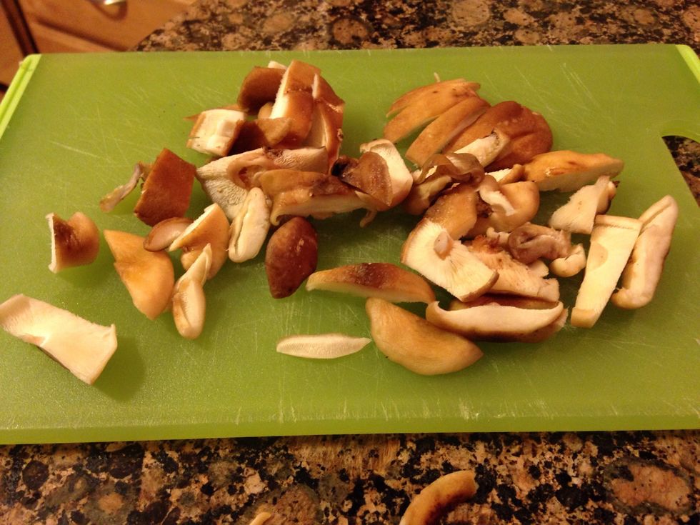 Slice Shitake Mushrooms.