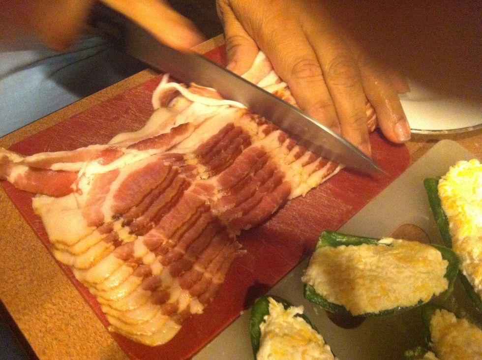 Slice the bacon in half or not "optional ". \u27a1