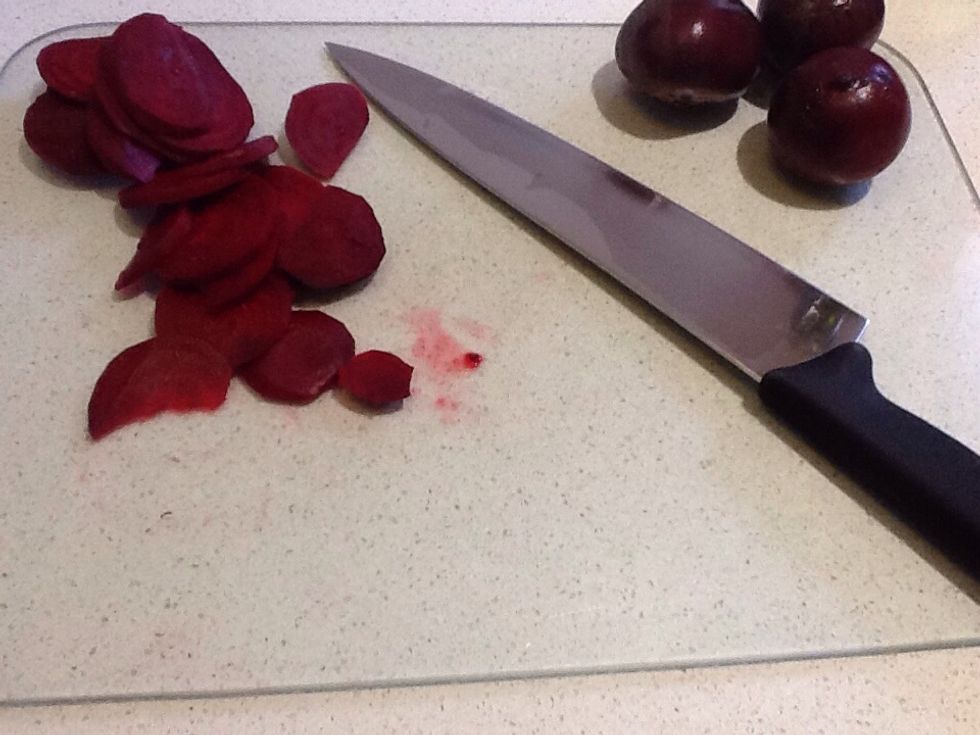 Slice the beetroot to a desired size.