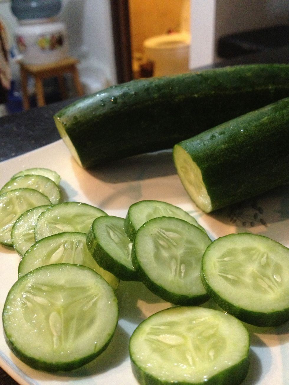 Slice the cucumbers this way for the whole cucumber.
