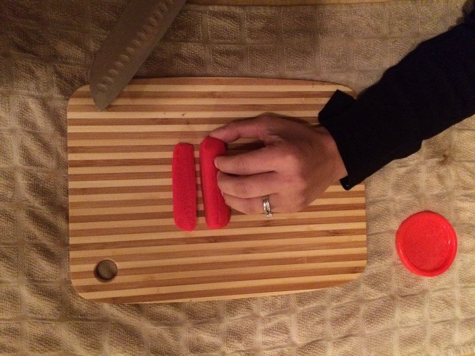 Slice the doh on one side using the slice forward pull back motion. It feels like you are playing a violin.