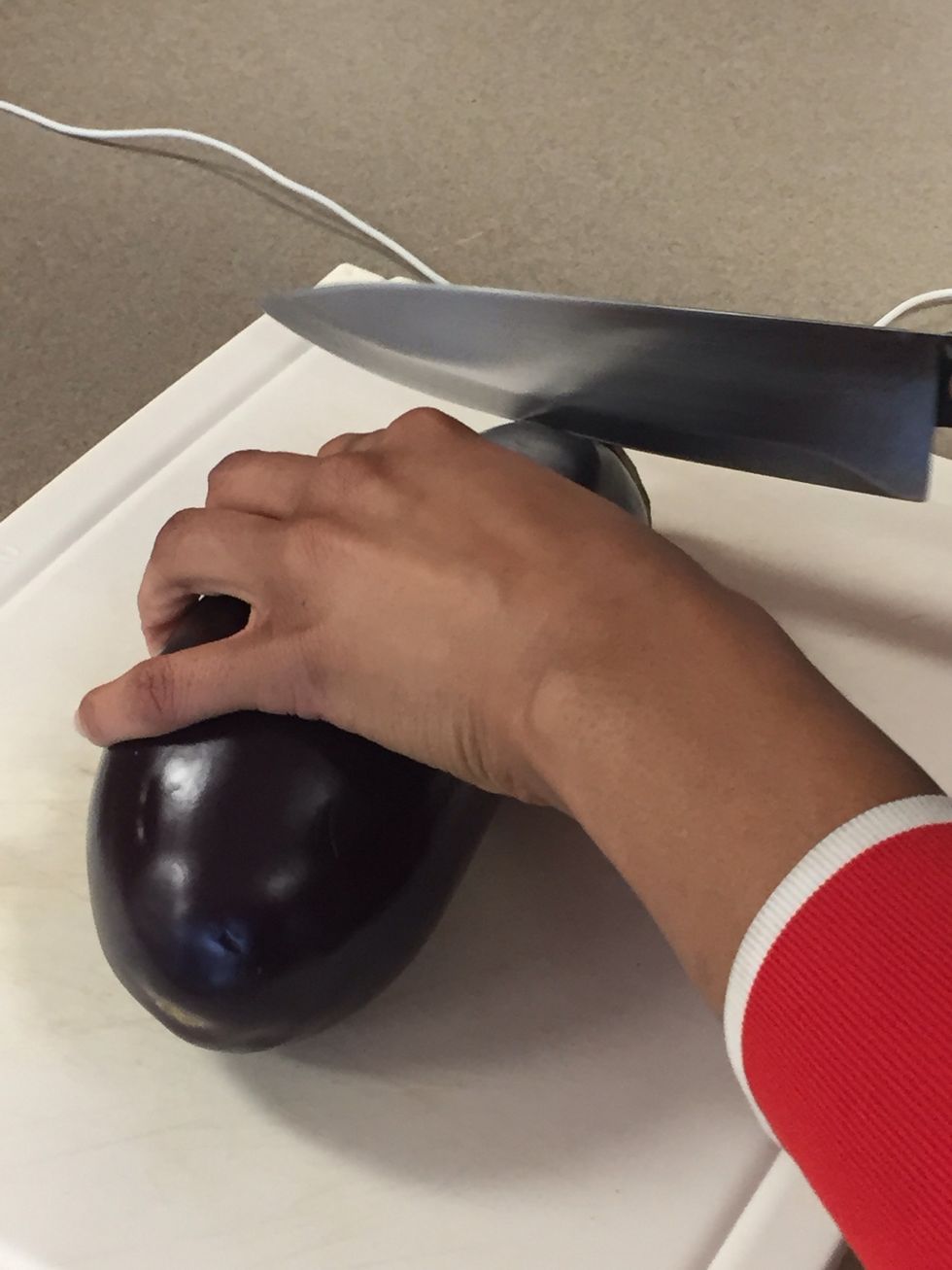 Slice the eggplant 1/4 or 1/2 inches thick