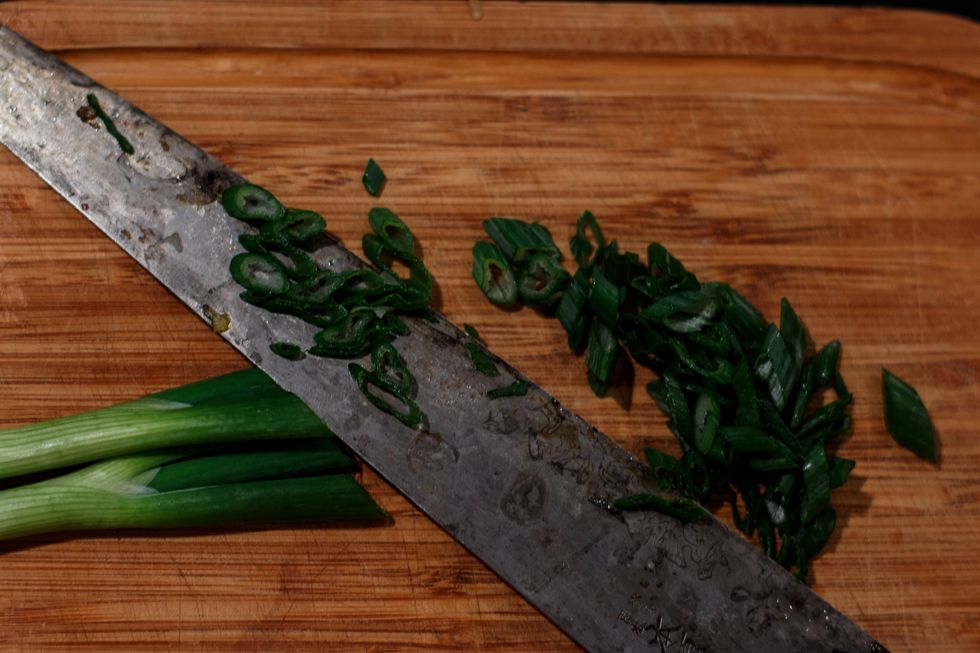 Slice the green onions