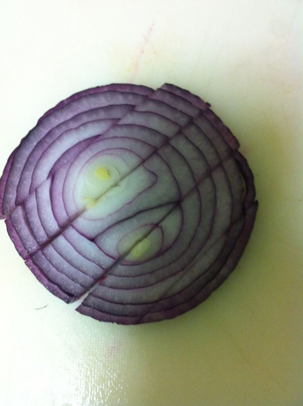 Slice the onion long ways