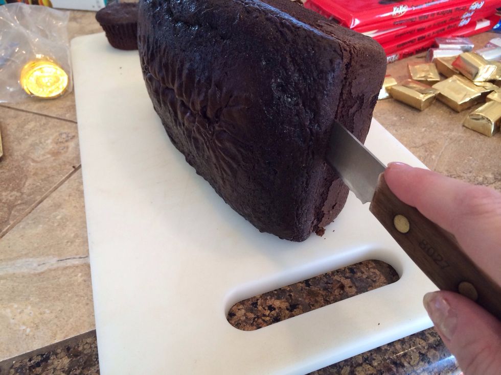 Slice the top off your loaf cake.