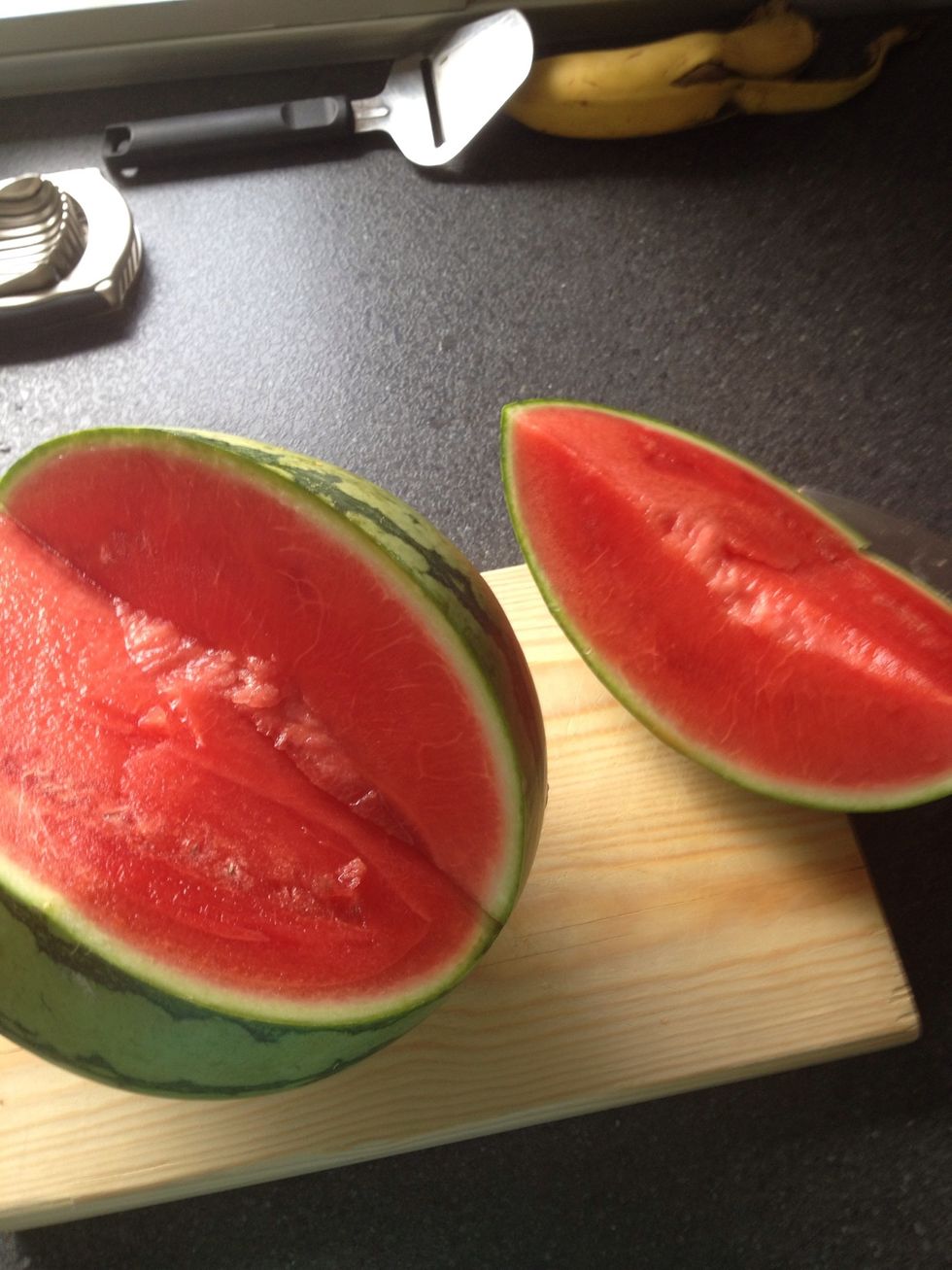 Slice the watermelon that you want to use, you will need quite a lot.