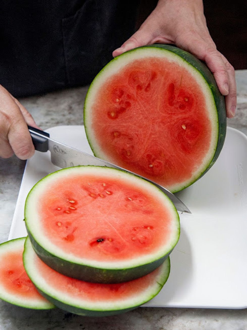 Slice the watermelon.