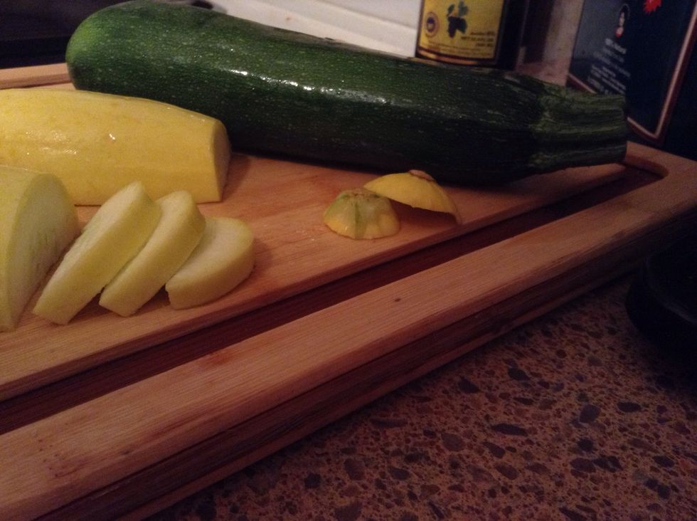 Slice them down the middle long ways then in half moons