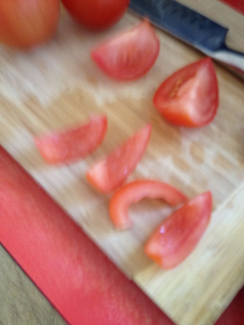 Slice tomatoes into wedges and take out the core