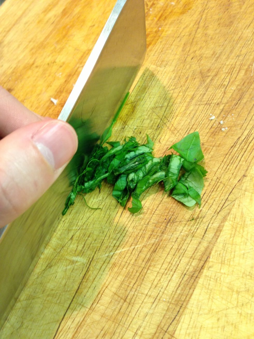 Slice up some basil  into thin slices (chiffenade)