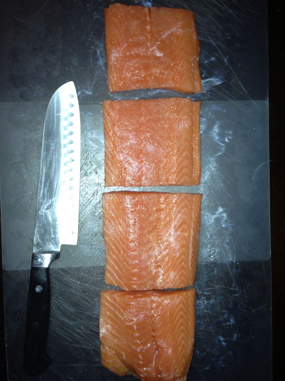 Slice up the thicker portions into squares (4 or 5 per fillet). These will be your main pieces.