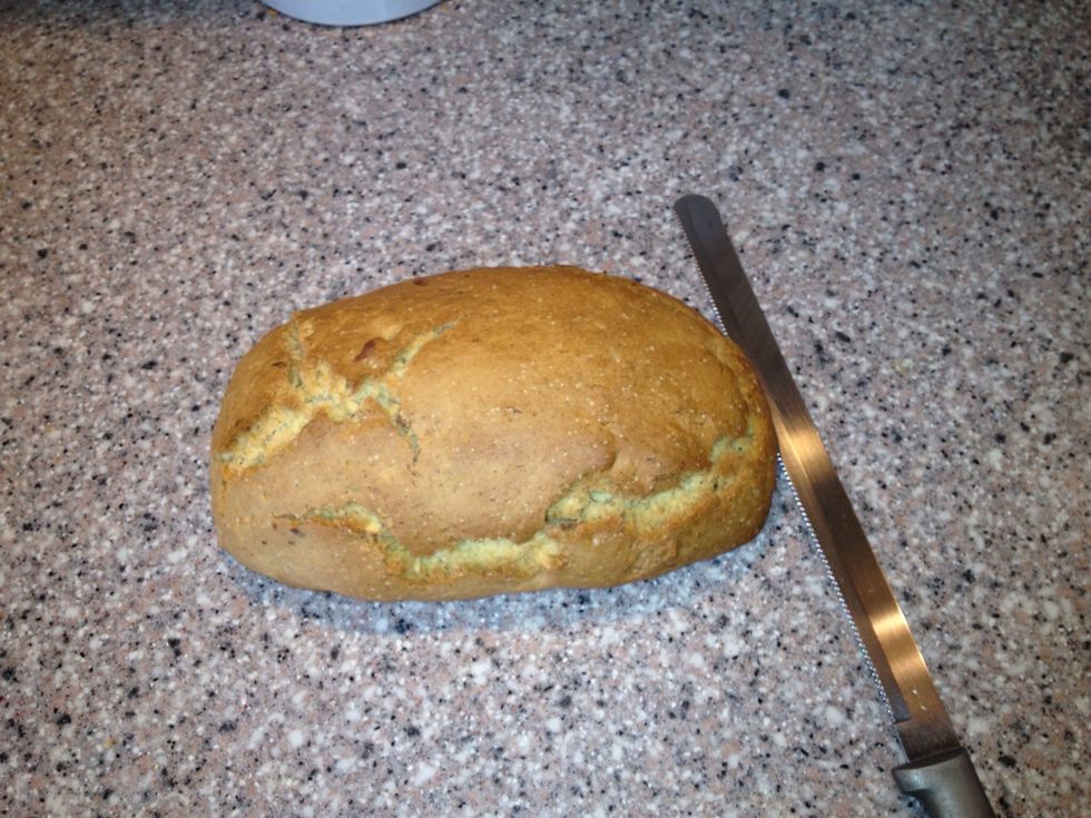 Slice with a serrated knife.