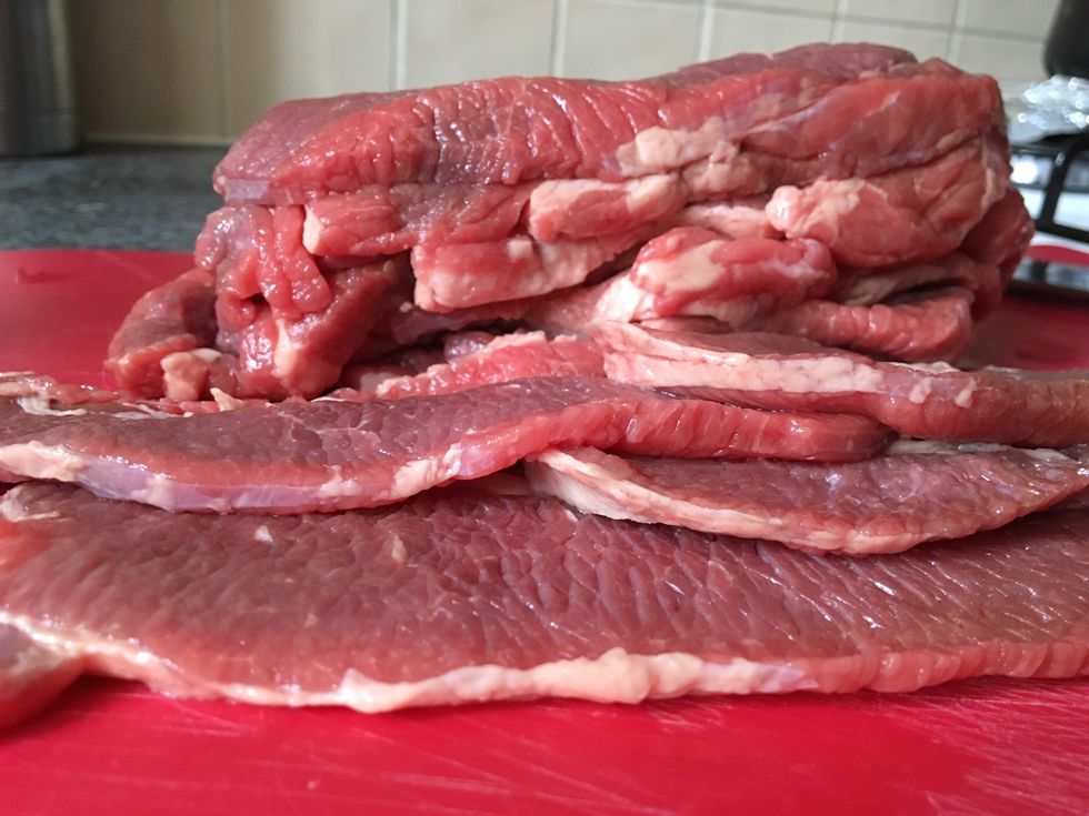 Slice your brisket as thin as you can, about the same thickness as bacon