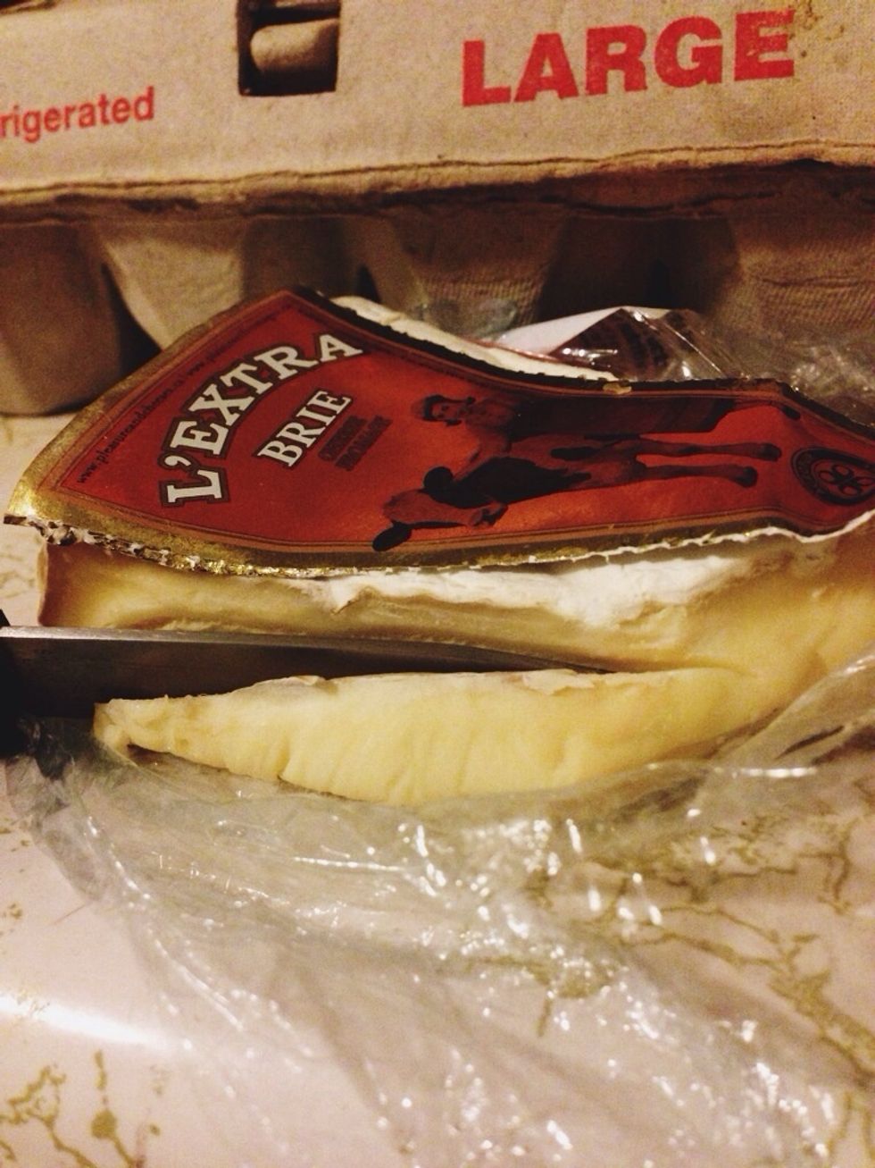 Slice your cheese. I had a bit of Brie, but remember - you can make use of whatever you have on hand.