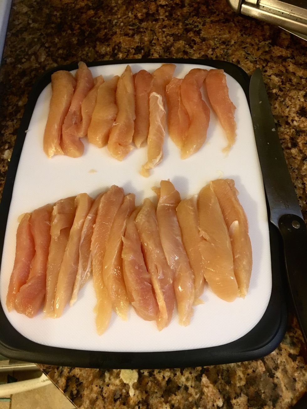 Slice your chicken into strip or chop your chicken into pieces