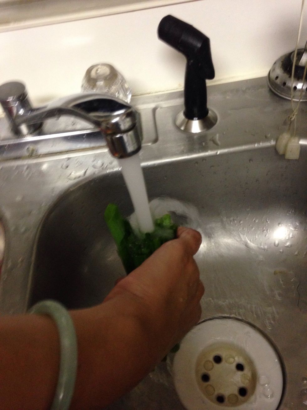 Sliced in half and rinsed like so