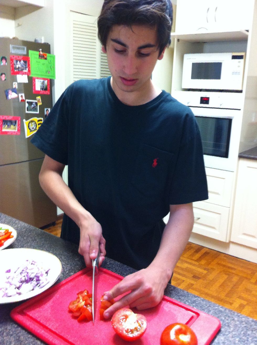 Slicing them into small pieces!