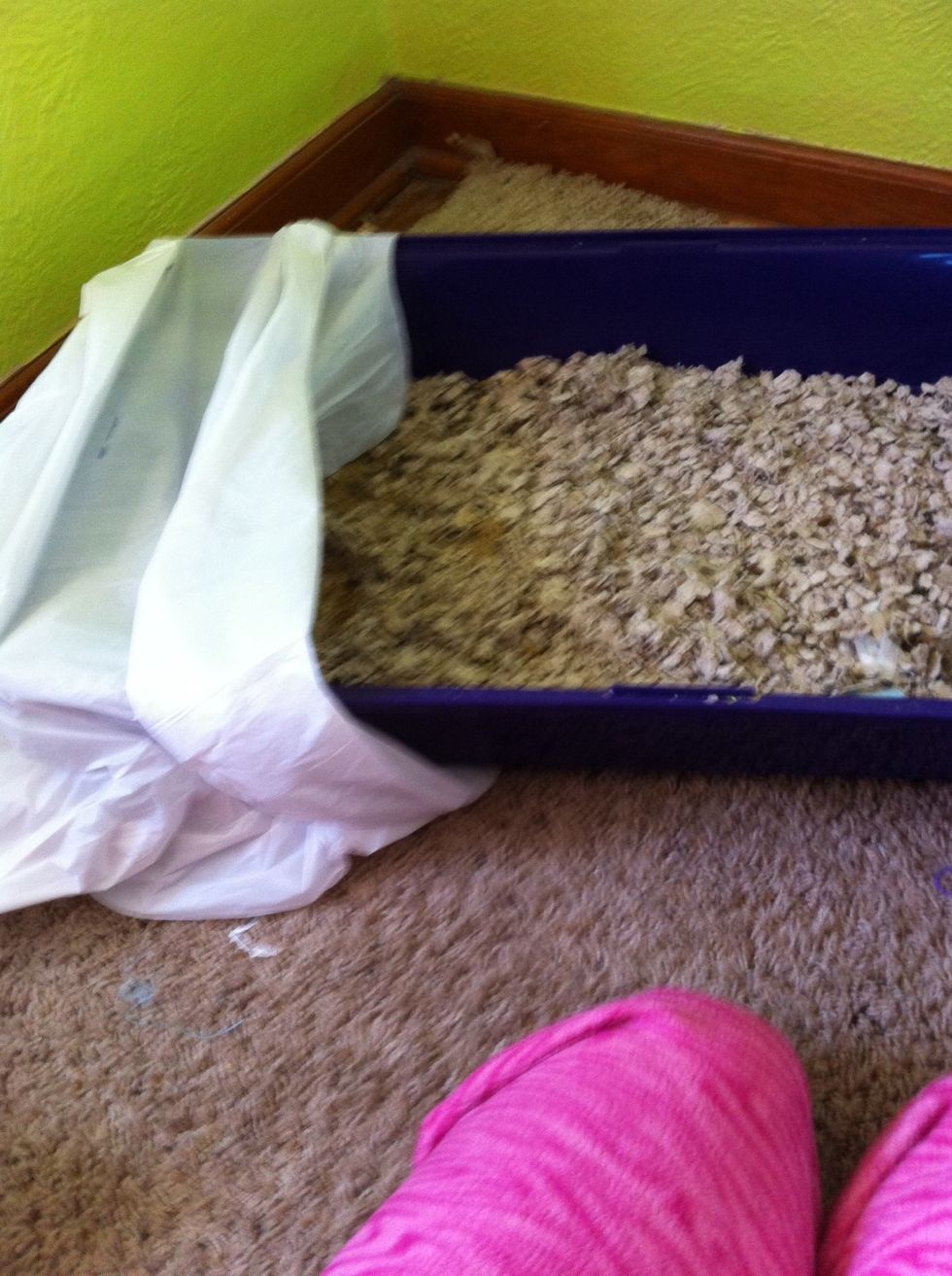 Slide a trash bag onto one end