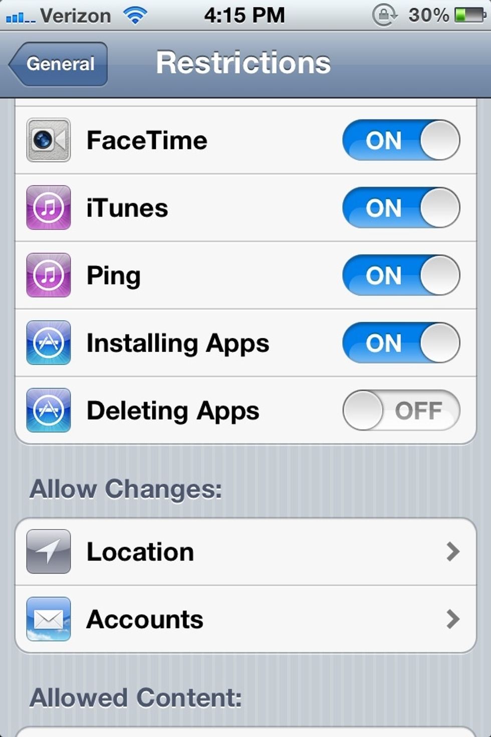 Slide the Deleting Apps toggle switch to off.