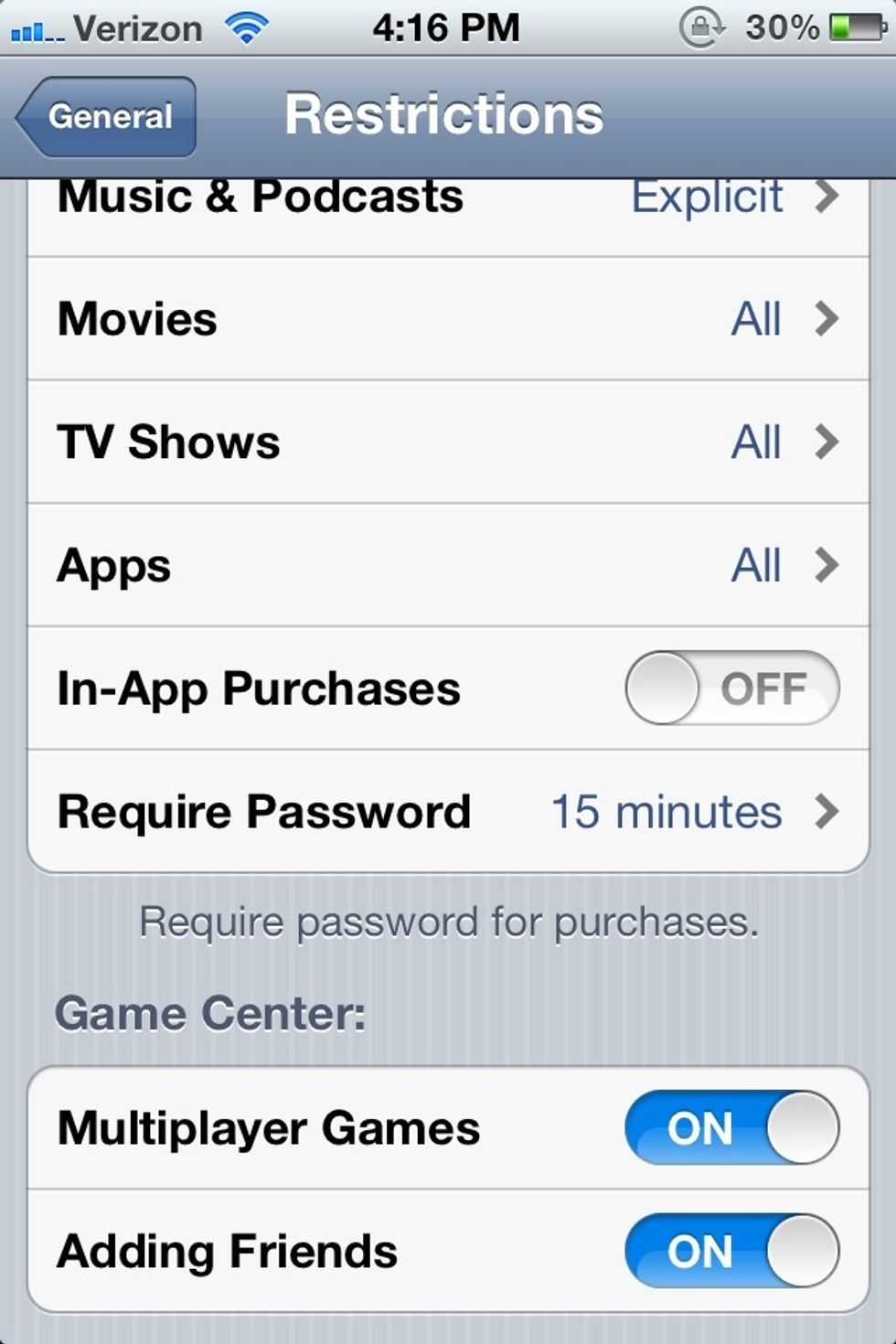 Slide the In-App Purchases toggle switch to off.