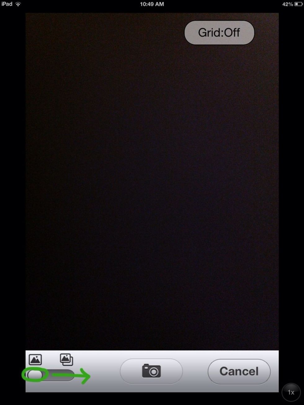 Slide the Picture Mode button (bottom left of screen) from left to right.