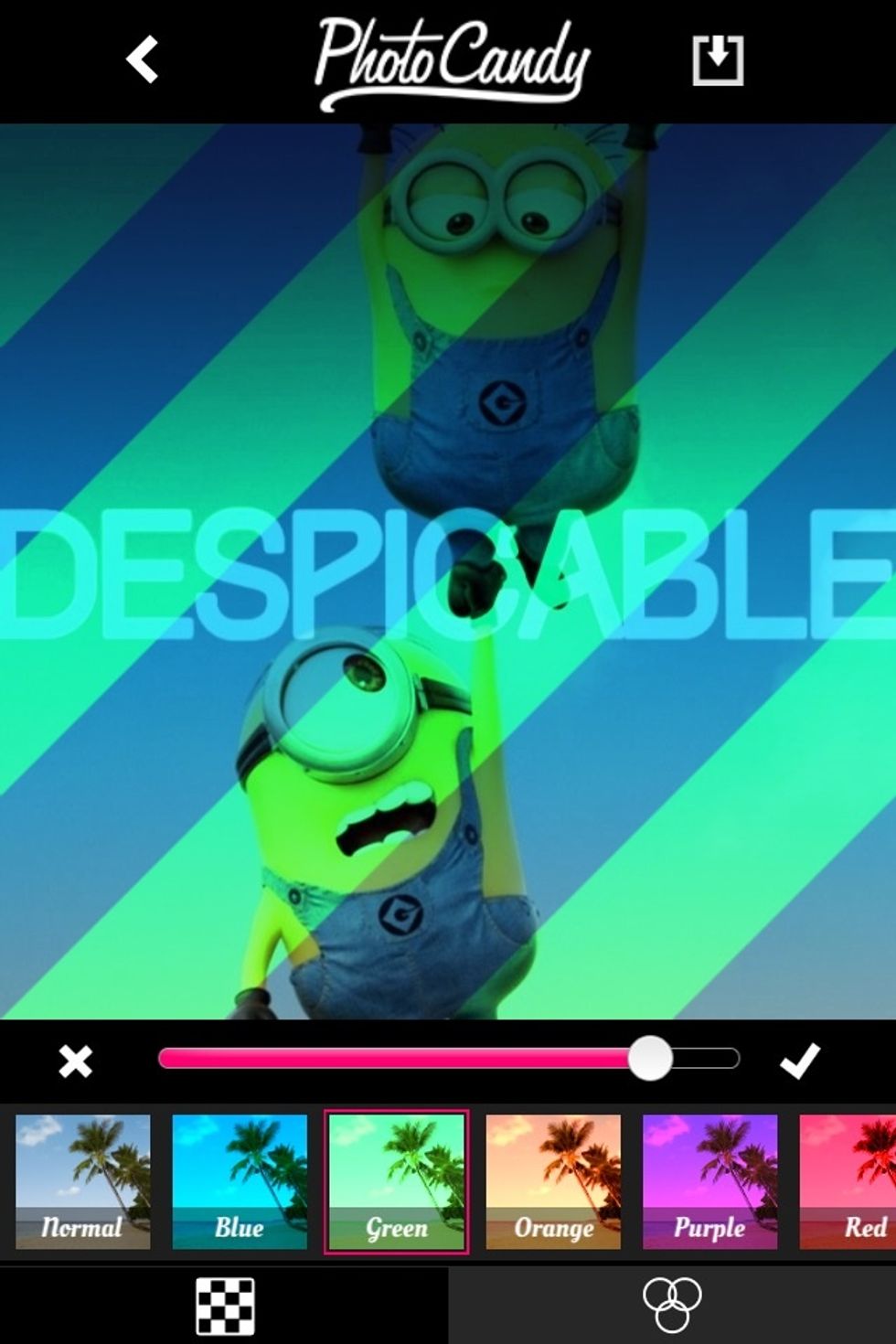 Slide the white circle for desired opacity.