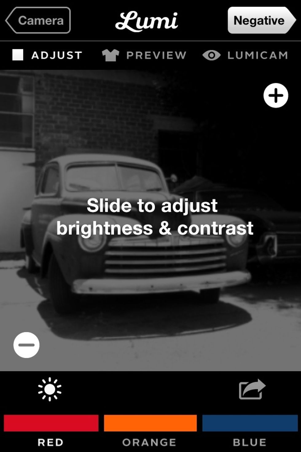 Slide your finger on the screen to adjust brightness & contrast. Tip: higher contrast will yield better prints.