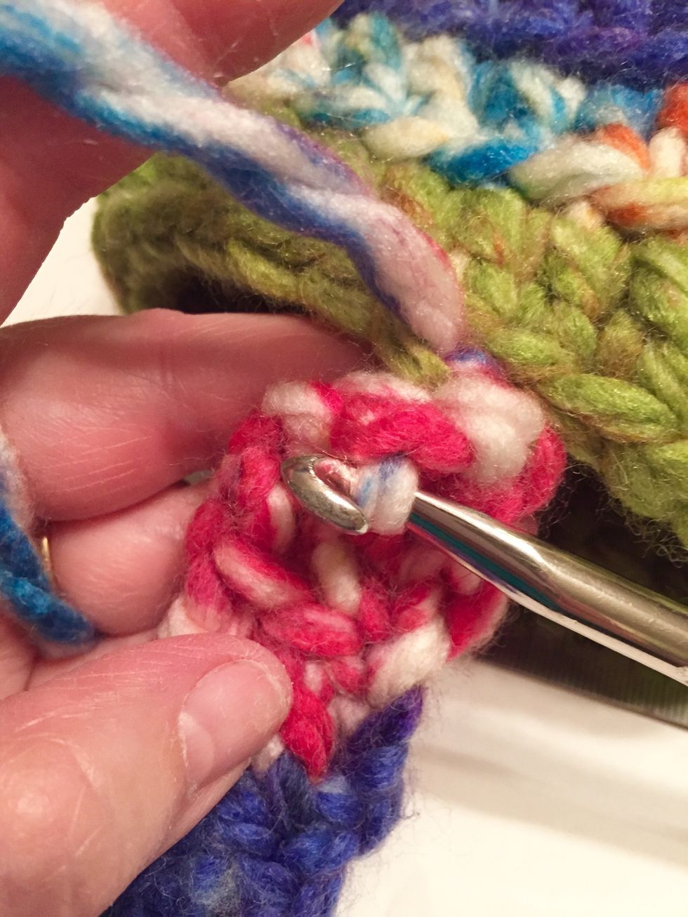 slip stitch strap in place.