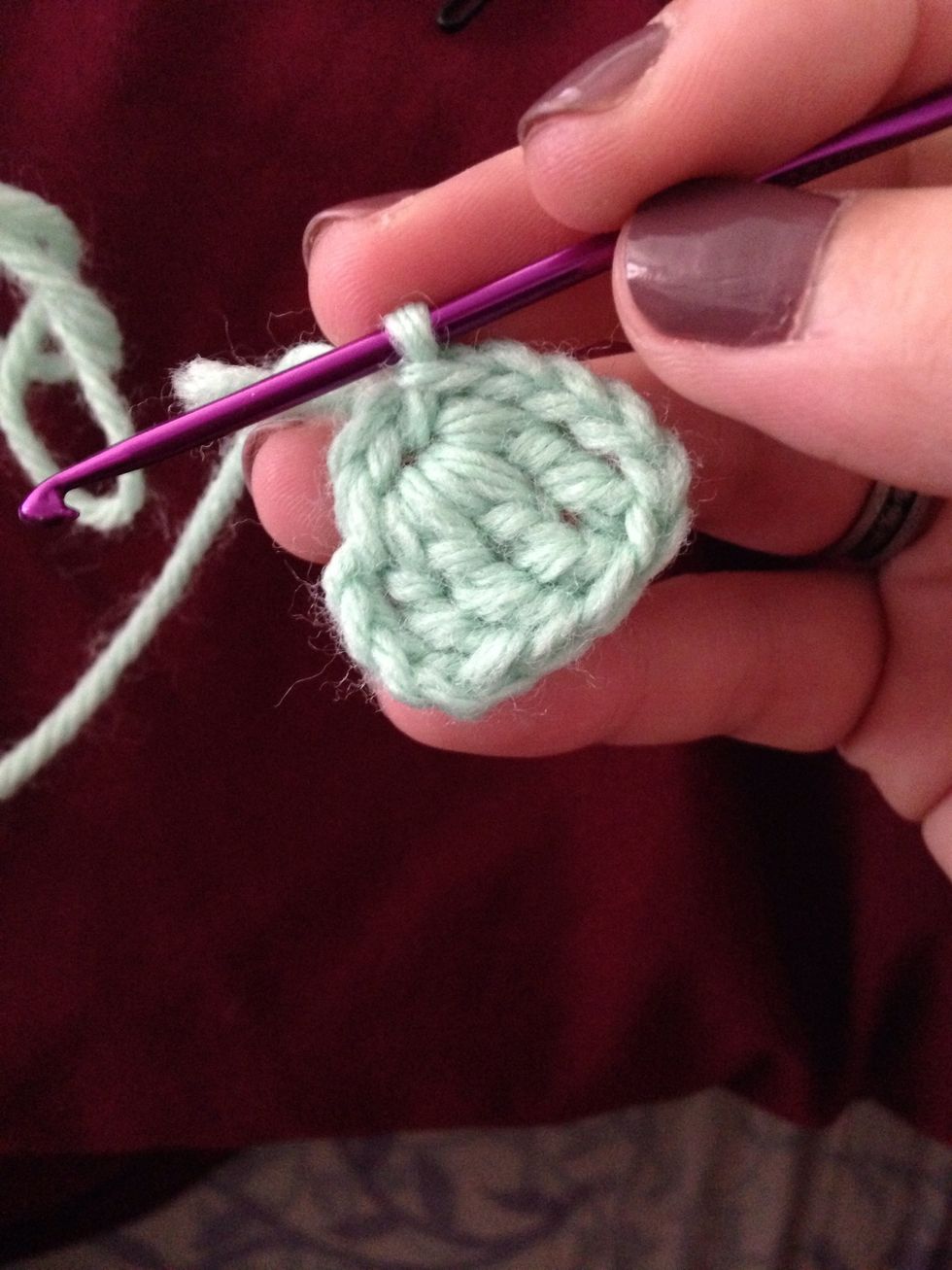 Slip stitch to center of circle.