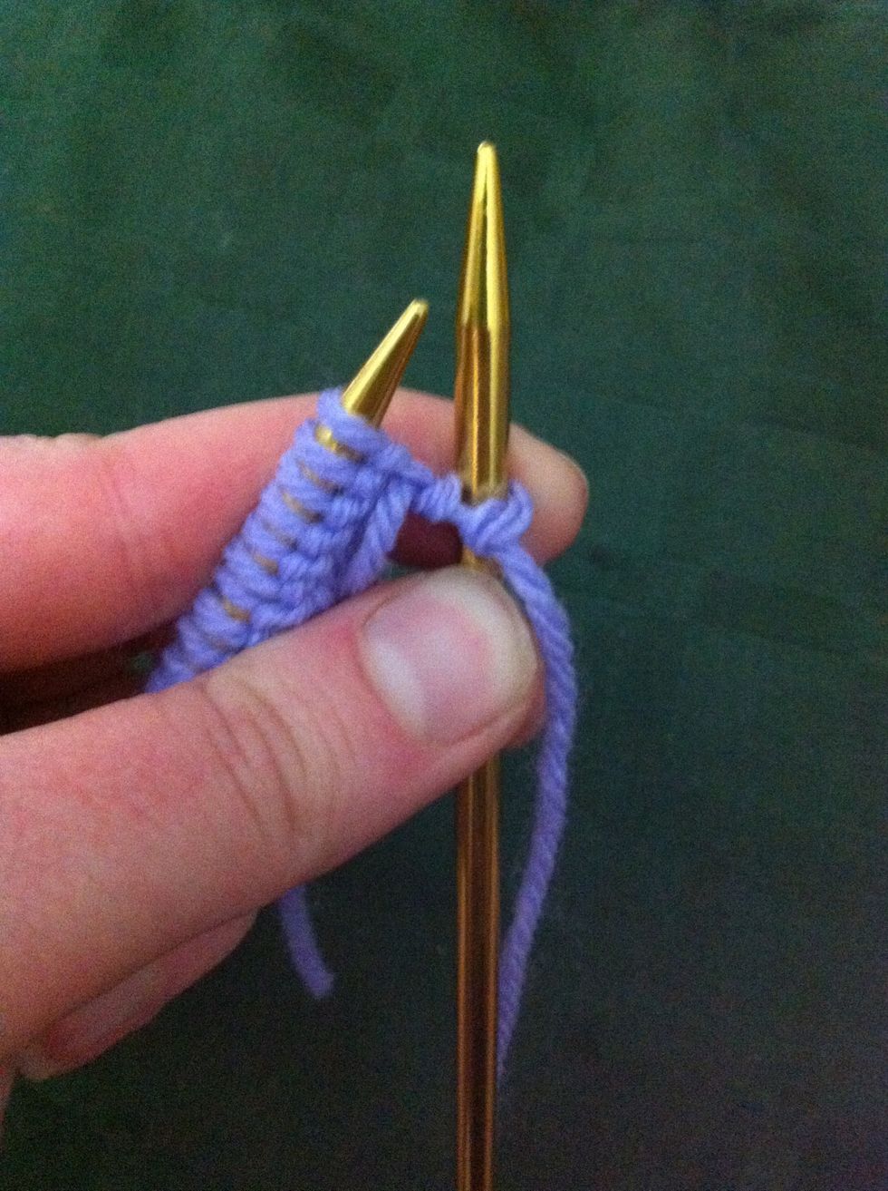 Slip the stitch off of the left needle onto the right needle. Repeat until all stitches are knitted off of the left needle onto the right needle.
