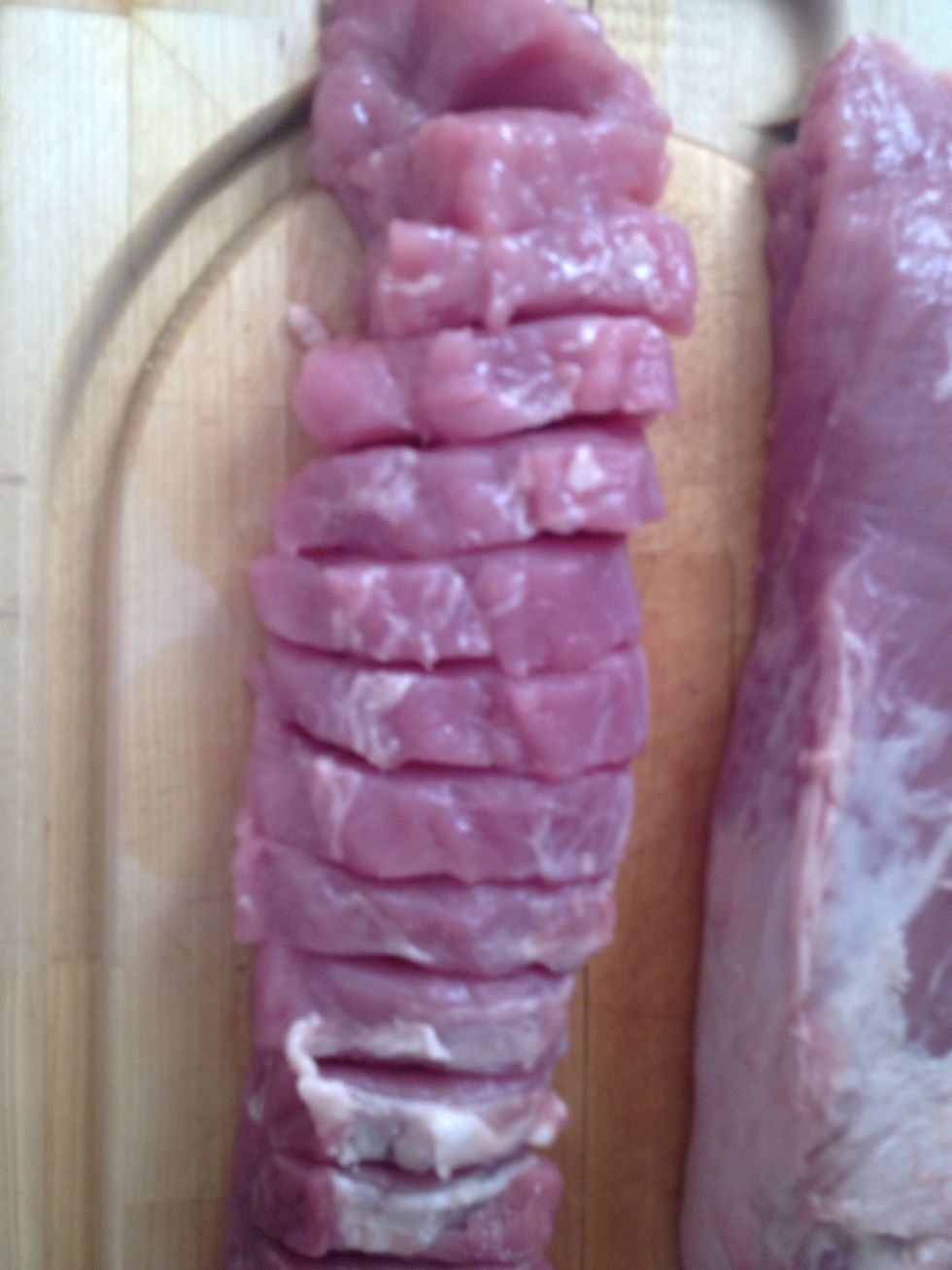 Slit the pork loins but not cutting all the way through.