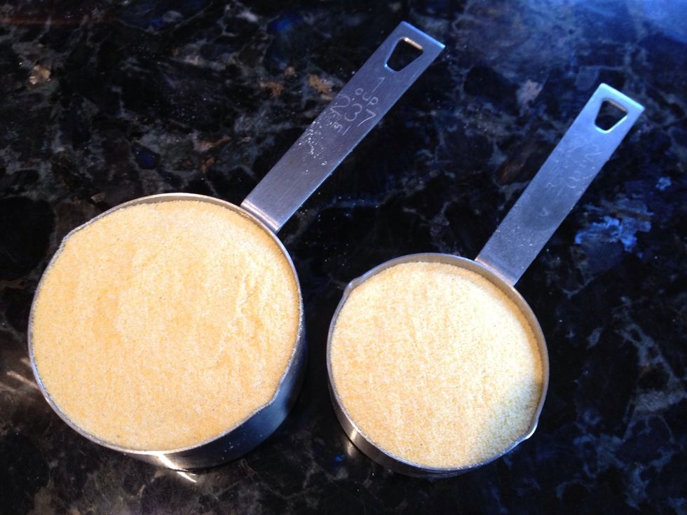 Slowly add 1 1/2 Cup of Goya Fine Cornmeal.