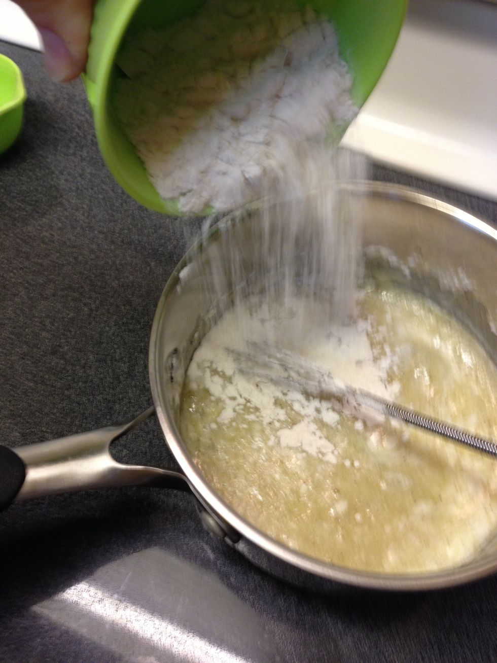 Slowly add flour while stirring....