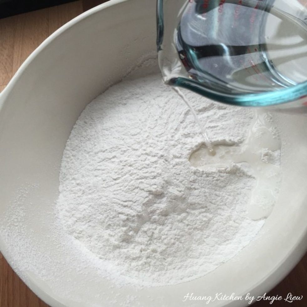 Slowly add in lukewarm water.