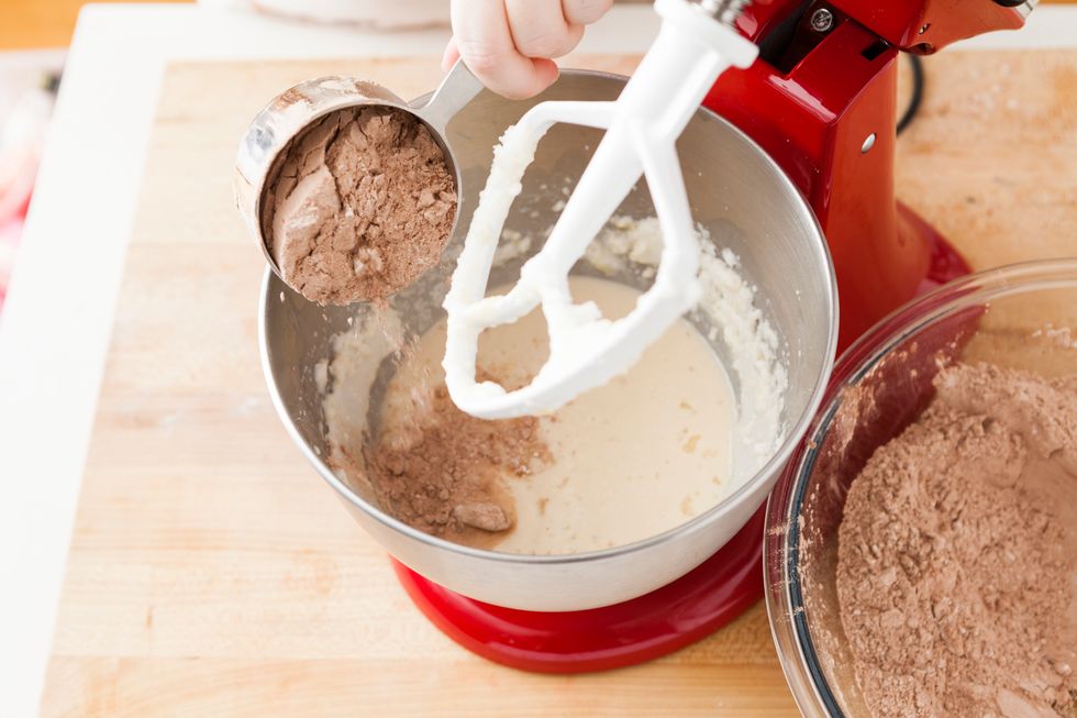 Slowly add your dry ingredients to your wet ingredients. Mix until thoroughly combined.