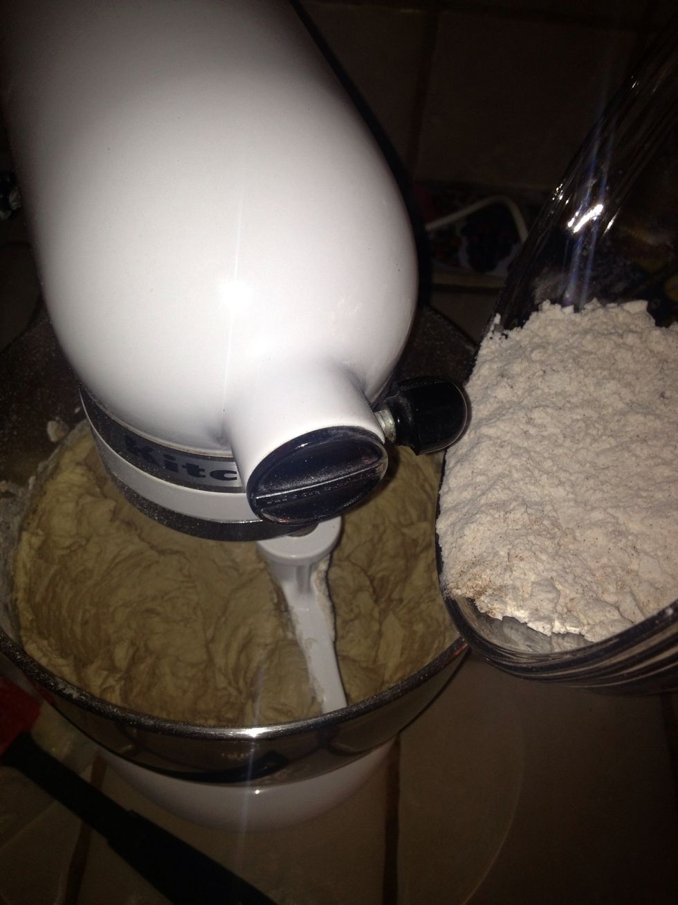 Slowly and gradually add flour mixture.