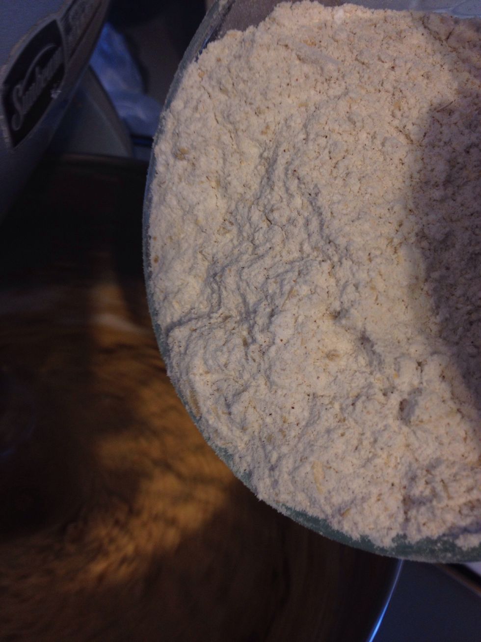 Slowly beat the flour mixture into the batter.