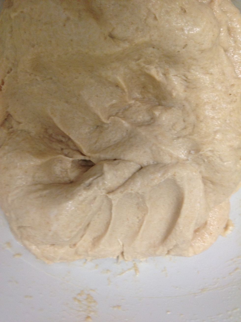 Slowly mix water into wheat flour till it forms a sticky dough. Add 2 tsp oil and kneed for 5 mins and keep it aside the dough will be sticky that's ok