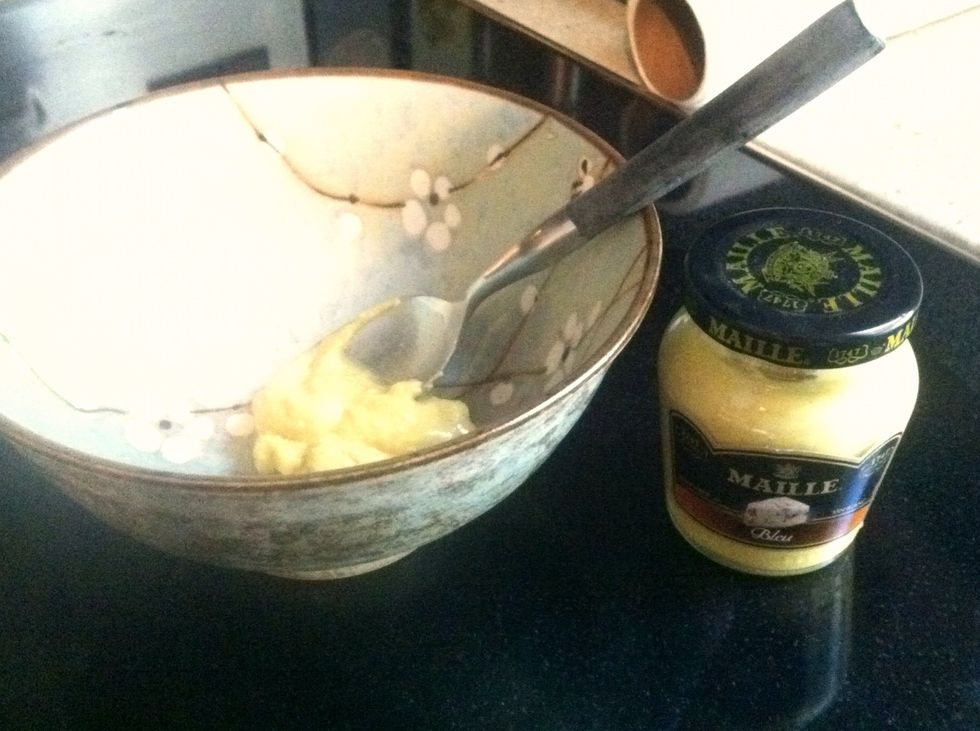 Slowly whisk milk into the mustard. Add to beaten eggs. Pour over bread and let stand for at least an hour, or overnight. Bake at 350 for 35-40 minutes.