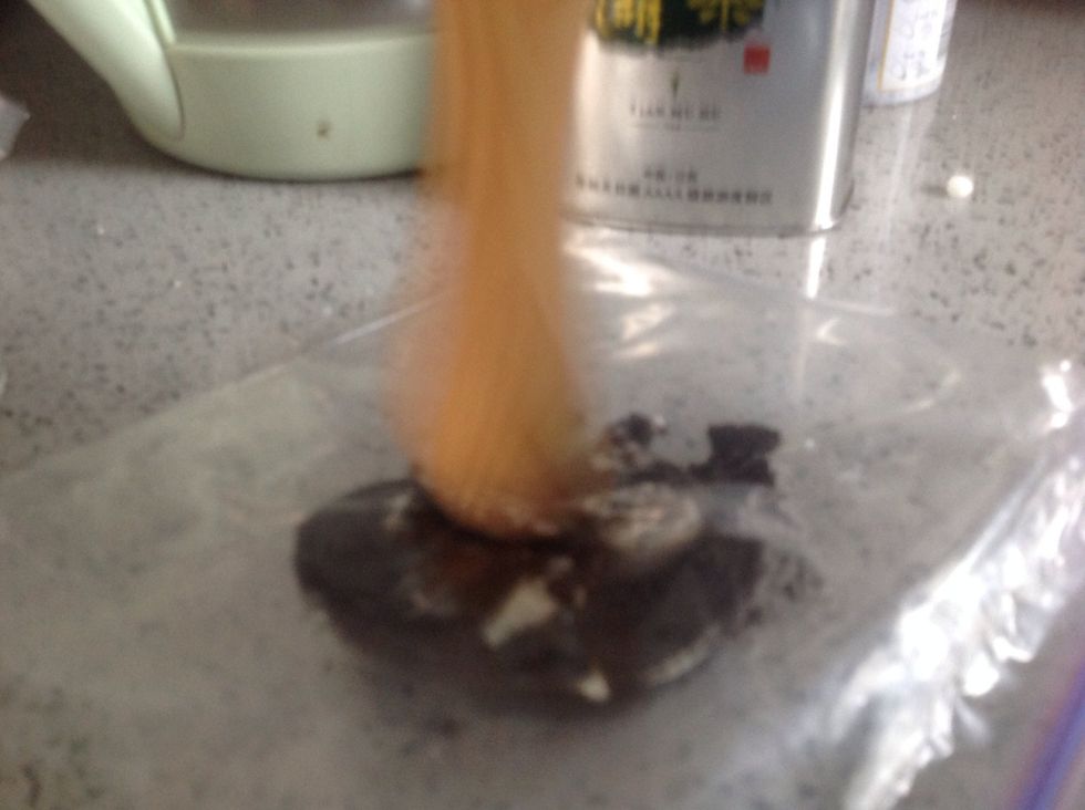 Smash your Oreos. It looks blurry in the picture. Sorry \ud83d\ude01