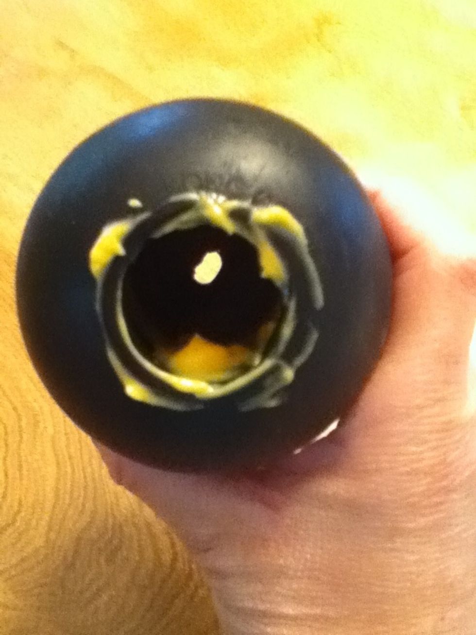 Smear a little on the outside to keep him interested.