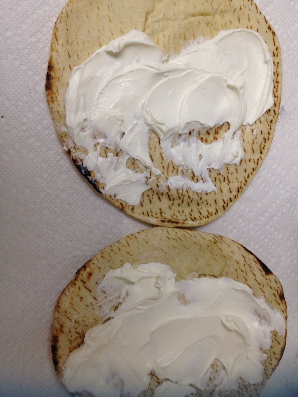 Smear about a teaspoon and a half in your pita bread.